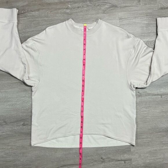 Nike Yoga Luxe Fleece Crew Long Sleeve Top Women’s Sz S Modal Tan Oversized - Picture 11 of 14